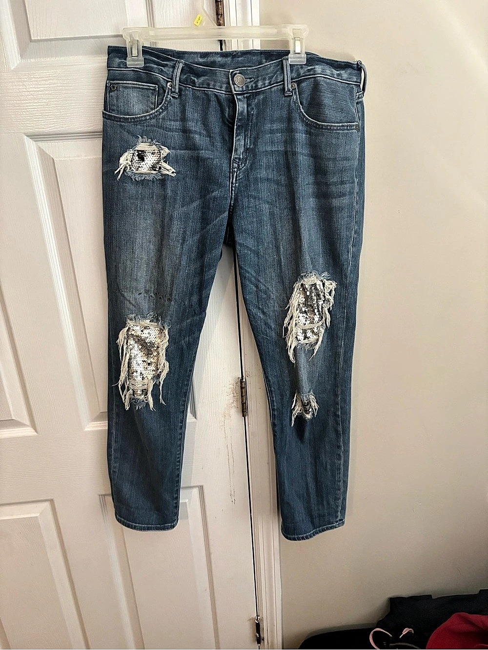 True Religion Distressed Slim Jeans in Blue